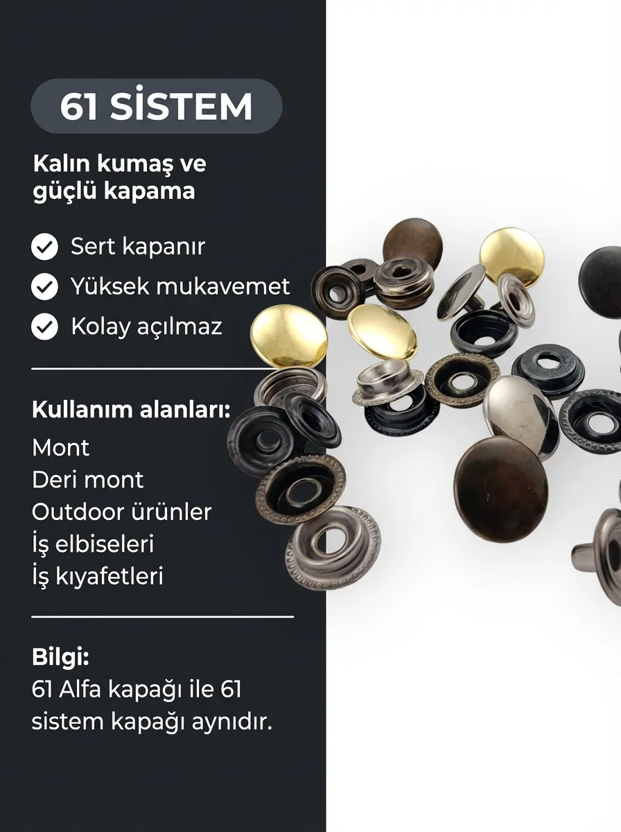 61 sistem / Alfa 61 çıtçıt: kalın kumaş ve güçlü kapama